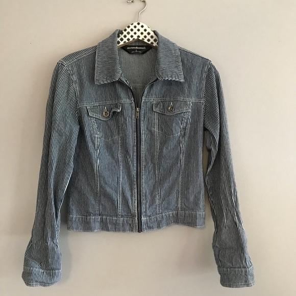 Norma Kamali Jackets & Blazers - Norma Kamali Denim Pinstripe Jacket